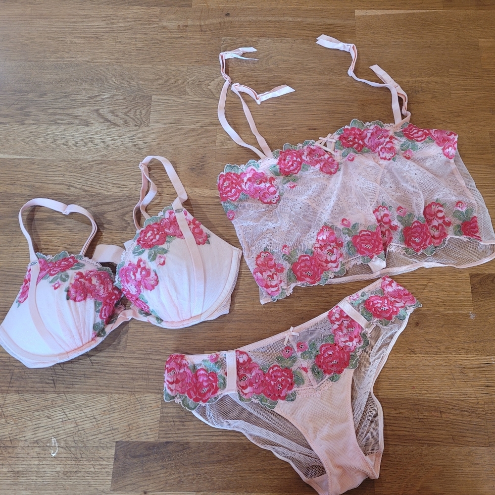 Victoria Secret Lingerie Set - Bra, Panties and Garter Belt Skirt
